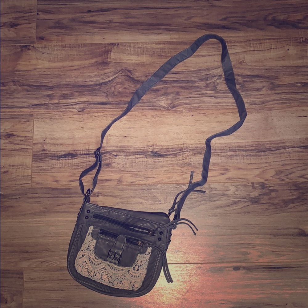Gray leather purse